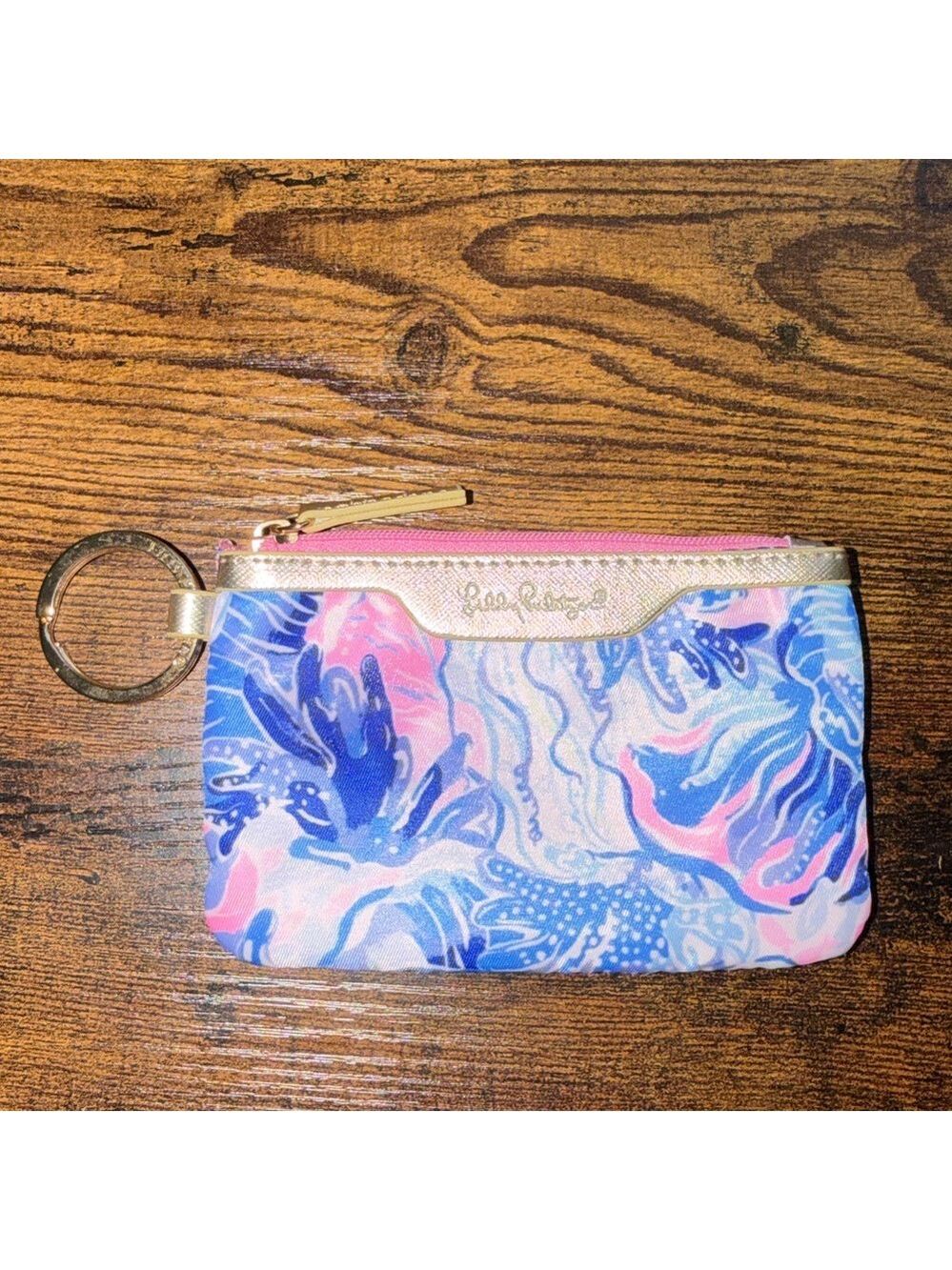 Lilly Pulitzer Multicolor Wristlet with Gold Trim